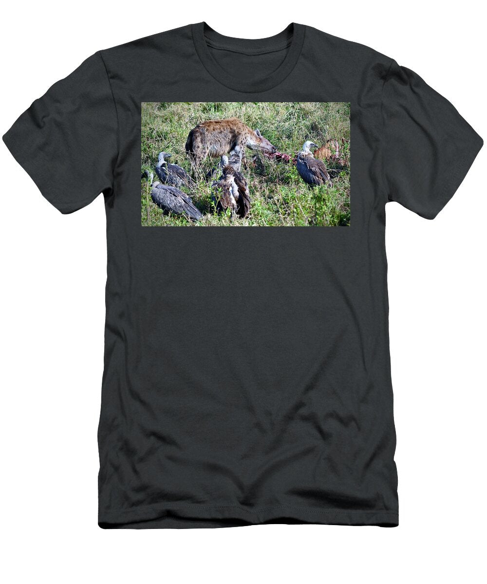 A Hyena and Vultures Feeding on a Carcas Ranganatha Sitaram T-Shirt