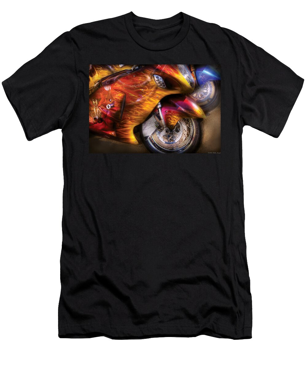 Bike Motorcycle Flame on Mike Savad T-Shirt