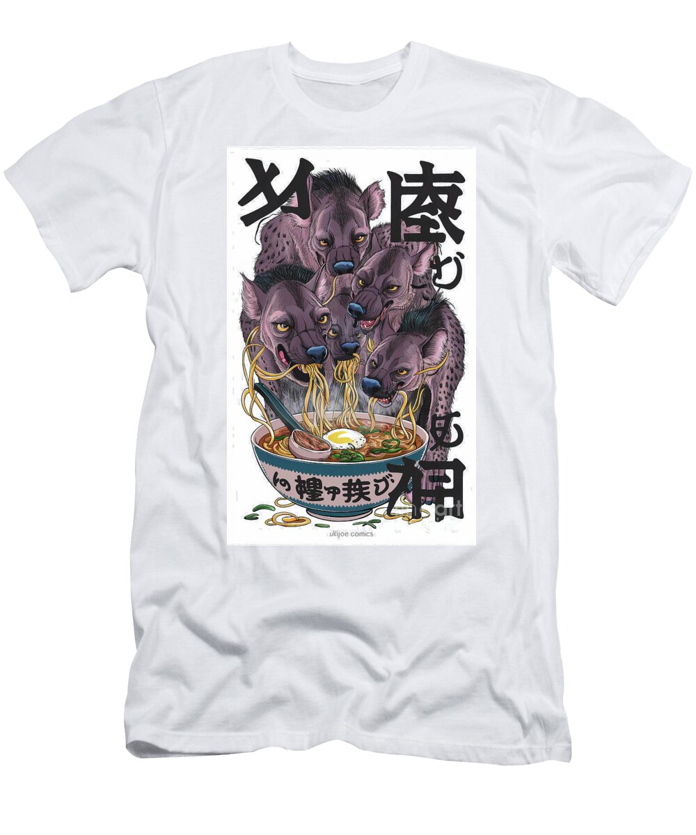 Happy Hyenas Feasting on a Bowl of Ramen Japanese Food Funny Noodle Adrien Efren T-Shirt