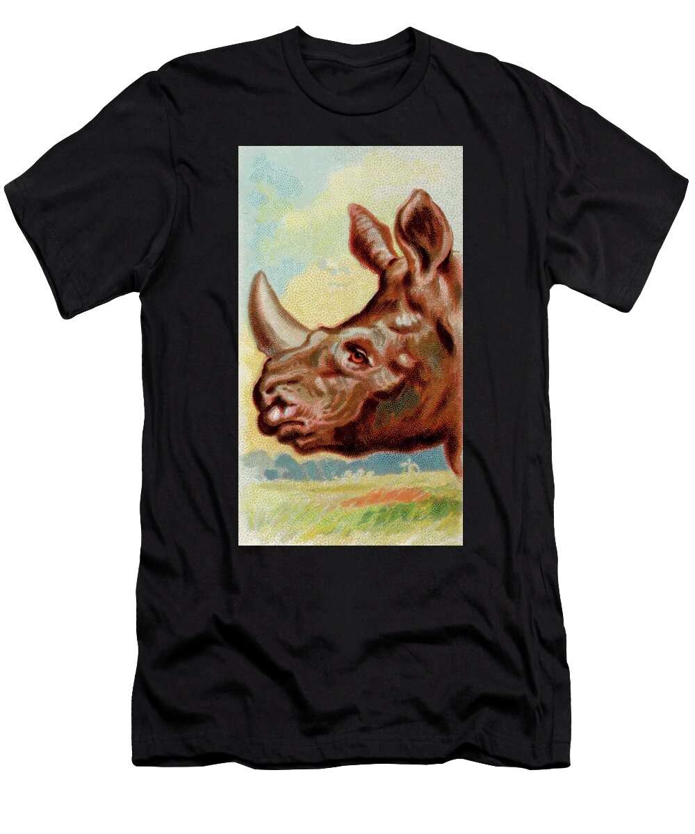 Indian Rhinoceros Vintage Animal Illustration Picked and Shared T-Shirt