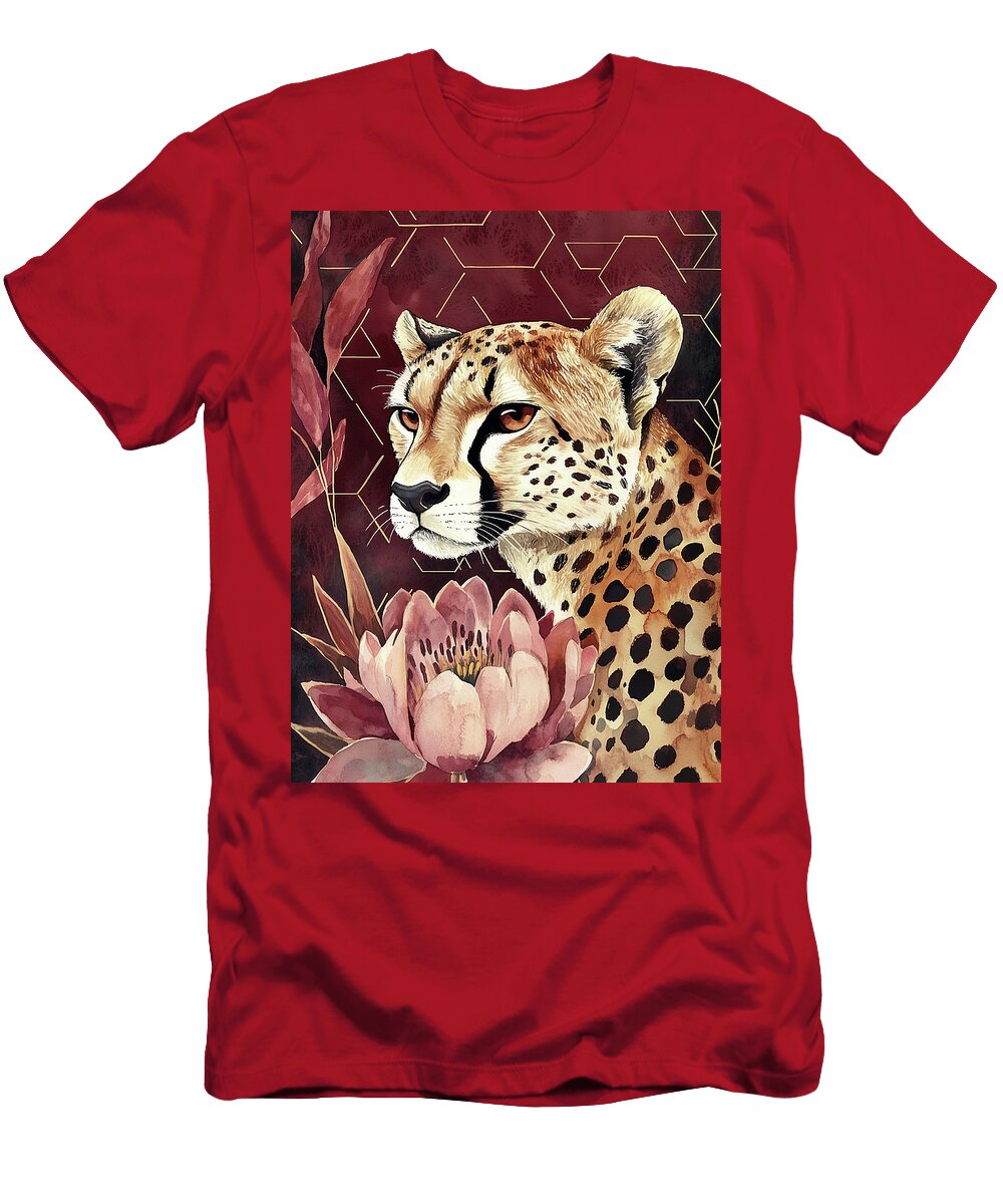 Maroon Cheetah Lisa S Baker T-Shirt