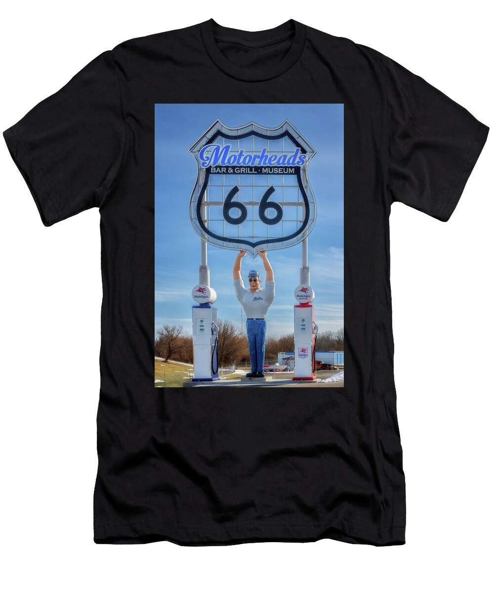 Motorheads Sign Route 66 Springfield Il Susan Rissi Tregoning T-Shirt